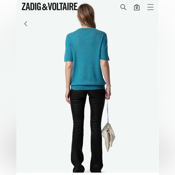 $348 ZADIG & VOLTAIRE Ida Diamante Amour Cashmere Sweater NWT FLAWED - Picture 2 of 14